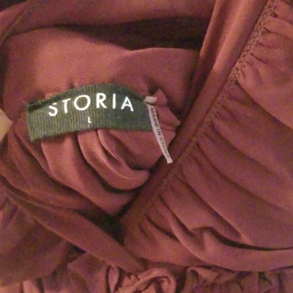 Maroon Mini Ruffle Dress - Picture 3 of 4